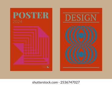 Contemporary futuristic posters. A set of modern covers with a minimalistic silhouette, graphic elements, basic drawings, geometric shapes. Conceptual business design in retro style. Brutalism print