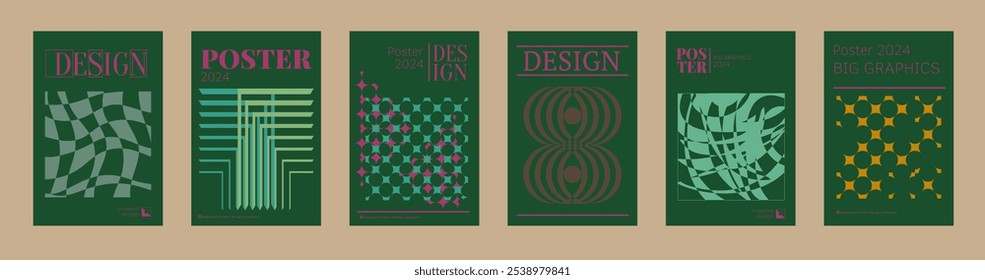 Contemporary futuristic posters. A set of modern covers with a minimalistic silhouette, graphic elements, basic drawings, geometric shapes. Conceptual business design in retro style. Brutalism print