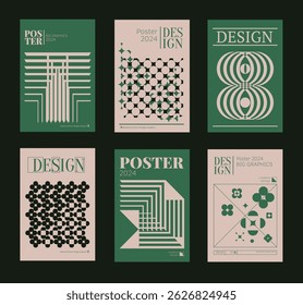 Contemporary futuristic posters. A set of modern covers with a minimalistic silhouette, graphic elements, basic drawings, geometric shapes. Conceptual business design in retro style. Brutalism print