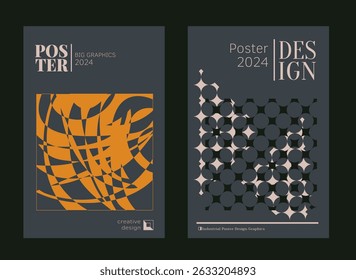 Contemporary futuristic posters. A set of modern covers with a minimalistic silhouette, graphic elements, basic drawings, geometric shapes. Conceptual business design in retro style. Brutalism print