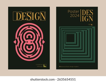 Contemporary futuristic posters. A set of modern covers with a minimalistic silhouette, graphic elements, basic drawings, geometric shapes. Conceptual business design in retro style. Brutalism print