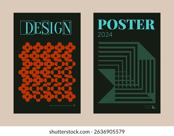 Contemporary futuristic posters. A set of modern covers with a minimalistic silhouette, graphic elements, basic drawings, geometric shapes. Conceptual business design in retro style. Brutalism print