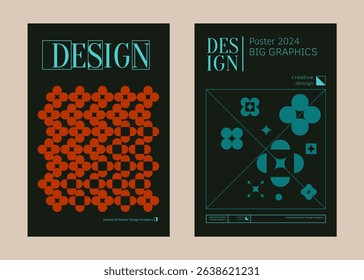 Contemporary futuristic posters. A set of modern covers with a minimalistic silhouette, graphic elements, basic drawings, geometric shapes. Conceptual business design in retro style. Brutalism print