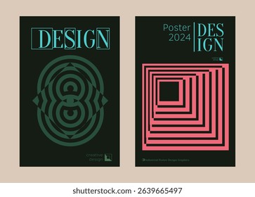 Contemporary futuristic posters. A set of modern covers with a minimalistic silhouette, graphic elements, basic drawings, geometric shapes. Conceptual business design in retro style. Brutalism print