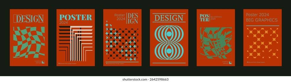 Contemporary futuristic posters. A set of modern covers with a minimalistic silhouette, graphic elements, basic drawings, geometric shapes. Conceptual business design in retro style. Brutalism print