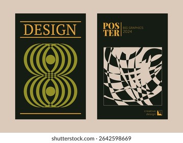 Contemporary futuristic posters. A set of modern covers with a minimalistic silhouette, graphic elements, basic drawings, geometric shapes. Conceptual business design in retro style. Brutalism print
