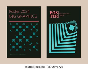 Contemporary futuristic posters. A set of modern covers with a minimalistic silhouette, graphic elements, basic drawings, geometric shapes. Conceptual business design in retro style. Brutalism print