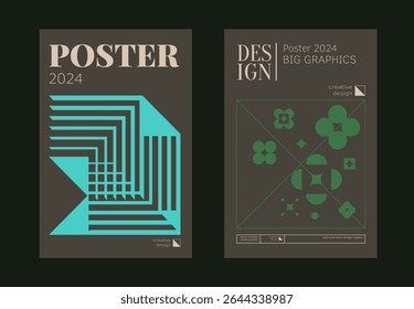 Contemporary futuristic posters. A set of modern covers with a minimalistic silhouette, graphic elements, basic drawings, geometric shapes. Conceptual business design in retro style. Brutalism print