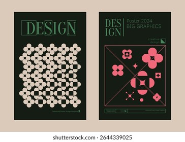 Contemporary futuristic posters. A set of modern covers with a minimalistic silhouette, graphic elements, basic drawings, geometric shapes. Conceptual business design in retro style. Brutalism print