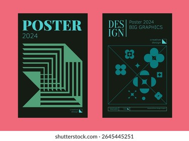 Contemporary futuristic posters. A set of modern covers with a minimalistic silhouette, graphic elements, basic drawings, geometric shapes. Conceptual business design in retro style. Brutalism print