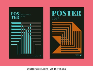 Contemporary futuristic posters. A set of modern covers with a minimalistic silhouette, graphic elements, basic drawings, geometric shapes. Conceptual business design in retro style. Brutalism print