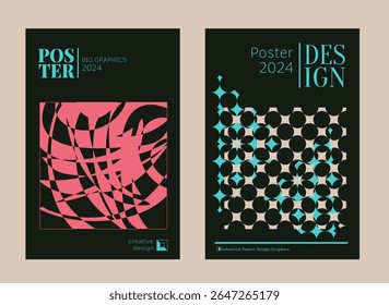 Contemporary futuristic posters. A set of modern covers with a minimalistic silhouette, graphic elements, basic drawings, geometric shapes. Conceptual business design in retro style. Brutalism print