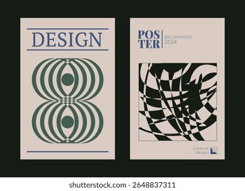 Contemporary futuristic posters. A set of modern covers with a minimalistic silhouette, graphic elements, basic drawings, geometric shapes. Conceptual business design in retro style. Brutalism print