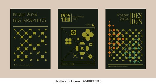 Contemporary futuristic posters. A set of modern covers with a minimalistic silhouette, graphic elements, basic drawings, geometric shapes. Conceptual business design in retro style. Brutalism print
