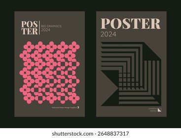 Contemporary futuristic posters. A set of modern covers with a minimalistic silhouette, graphic elements, basic drawings, geometric shapes. Conceptual business design in retro style. Brutalism print