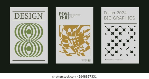Contemporary futuristic posters. A set of modern covers with a minimalistic silhouette, graphic elements, basic drawings, geometric shapes. Conceptual business design in retro style. Brutalism print