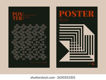 Contemporary futuristic posters. A set of modern covers with a minimalistic silhouette, graphic elements, basic drawings, geometric shapes. Conceptual business design in retro style. Brutalism print