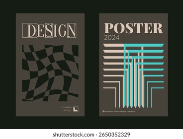 Contemporary futuristic posters. A set of modern covers with a minimalistic silhouette, graphic elements, basic drawings, geometric shapes. Conceptual business design in retro style. Brutalism print