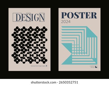 Contemporary futuristic posters. A set of modern covers with a minimalistic silhouette, graphic elements, basic drawings, geometric shapes. Conceptual business design in retro style. Brutalism print