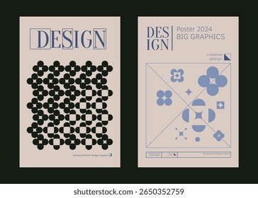 Contemporary futuristic posters. A set of modern covers with a minimalistic silhouette, graphic elements, basic drawings, geometric shapes. Conceptual business design in retro style. Brutalism print