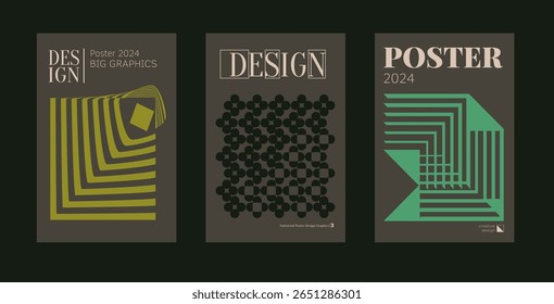 Contemporary futuristic posters. A set of modern covers with a minimalistic silhouette, graphic elements, basic drawings, geometric shapes. Conceptual business design in retro style. Brutalism print