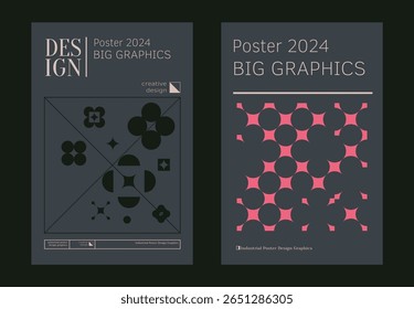 Contemporary futuristic posters. A set of modern covers with a minimalistic silhouette, graphic elements, basic drawings, geometric shapes. Conceptual business design in retro style. Brutalism print