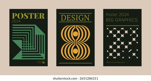 Contemporary futuristic posters. A set of modern covers with a minimalistic silhouette, graphic elements, basic drawings, geometric shapes. Conceptual business design in retro style. Brutalism print