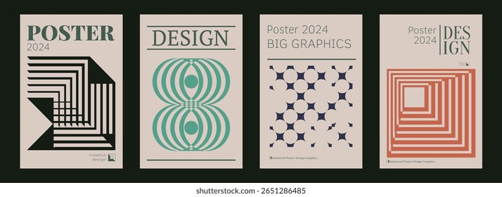 Contemporary futuristic posters. A set of modern covers with a minimalistic silhouette, graphic elements, basic drawings, geometric shapes. Conceptual business design in retro style. Brutalism print
