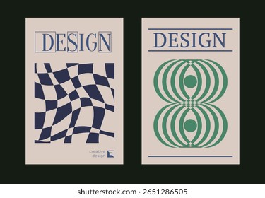 Contemporary futuristic posters. A set of modern covers with a minimalistic silhouette, graphic elements, basic drawings, geometric shapes. Conceptual business design in retro style. Brutalism print