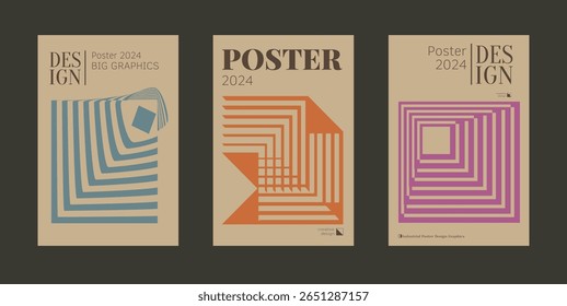 Contemporary futuristic posters. A set of modern covers with a minimalistic silhouette, graphic elements, basic drawings, geometric shapes. Conceptual business design in retro style. Brutalism print