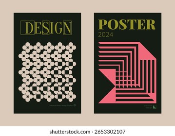 Contemporary futuristic posters. A set of modern covers with a minimalistic silhouette, graphic elements, basic drawings, geometric shapes. Conceptual business design in retro style. Brutalism print