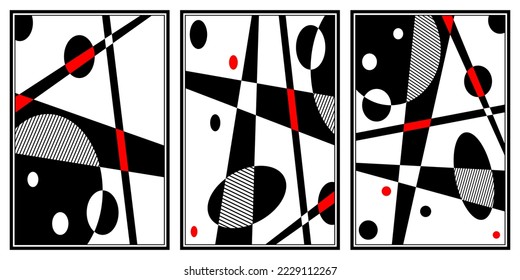 Fondo geométrico contemporáneo. Arte imprimible. Impresión geométrica. Formas abstractas en blanco y negro. Banner de concepto de tecnología.