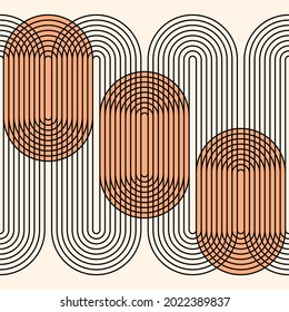 Contemporary  geometric composition. Boho wall decor. Mid century art print. Line art.  Bohemian poster.