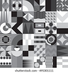 Contemporary geometric mosaic seamless pattern with a vibrant color scheme, repeat background with rich and modern shapes, surface pattern design for web and print