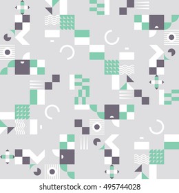 Contemporary geometric mosaic seamless pattern with a vibrant color scheme, repeat background with rich and modern shapes, surface pattern design for web and print