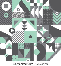 Contemporary geometric mosaic seamless pattern with a vibrant color scheme, repeat background with rich and modern shapes, surface pattern design for web and print