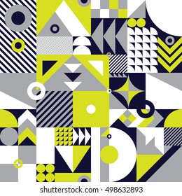 Contemporary geometric mosaic seamless pattern with a vibrant color scheme, repeat background with rich and modern shapes, surface pattern design for web and print