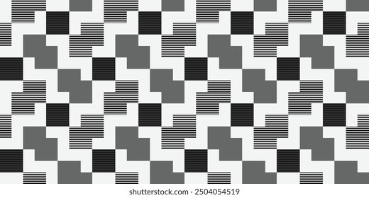 A contemporary geometric pattern adorned with striking black and gray tones, perfect for various design applications