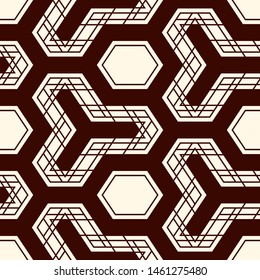 Contemporary geometric pattern. Geo ornament. Repeated figures. Modern background. Seamless surface abstract design.  Ethnic wallpaper. Digital paper, textile print. Vector art