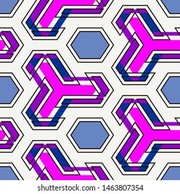 Contemporary geometric pattern. Geo ornament. Repeated figures. Modern background. Seamless surface abstract design.  Ethnic wallpaper. Digital paper, textile print. Vector art