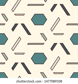 Contemporary geometric pattern. Geo ornament. Repeated figures. Modern background. Seamless surface abstract design. Minimalist wallpaper. Simple digital paper, textile print. Vector art