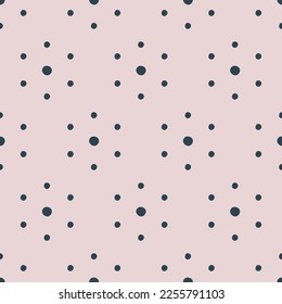 Motif géométrique contemporain de polka points en motifs floraux. Conception moderne simple rose et bleu marine pour papier peint, tissu, bébé, décoration de maison et célébrations. Création vectorielle harmonieuse.