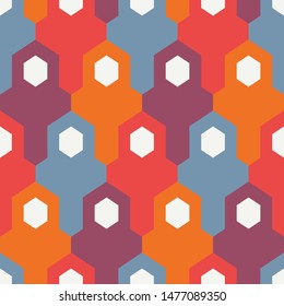 Contemporary geometric pattern. Puzzle ornament. Repeated interlocking figures. Modern mosaic background. Seamless surface abstract design. Geo wallpaper. Digital paper, textile print. Vector art