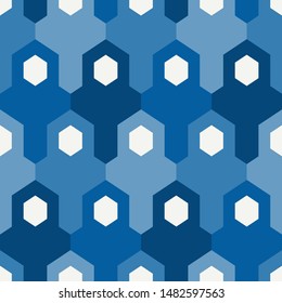 Contemporary geometric pattern. Puzzle ornament. Repeated interlocking figures. Modern mosaic background. Seamless surface abstract design. Geo wallpaper. Digital paper, textile print. Vector art