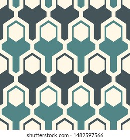Contemporary geometric pattern. Puzzle ornament. Repeated interlocking figures. Modern mosaic background. Seamless surface abstract design. Geo wallpaper. Digital paper, textile print. Vector art