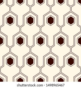 Contemporary geometric pattern. Puzzle ornament. Repeated interlocking figures. Modern mosaic background. Seamless surface abstract design. Geo wallpaper. Digital paper, textile print. Vector art