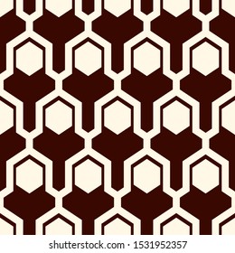 Contemporary geometric pattern. Puzzle ornament. Repeated interlocking figures. Modern mosaic background. Seamless surface abstract design. Geo wallpaper. Digital paper, textile print. Vector art
