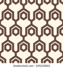 Contemporary geometric pattern. Puzzle ornament. Repeated interlocking figures. Modern mosaic background. Seamless surface abstract design. Geo wallpaper. Digital paper, textile print. Vector art