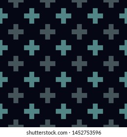Contemporary geometric pattern. Repeated crosses motif. Geo ornament. Modern abstract background. Seamless surface design. Simple minimalist wallpaper. Digital paper, textile print. Vector art
