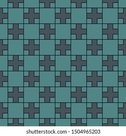 Contemporary geometric pattern. Repeated crosses motif. Geo ornament. Modern abstract background. Seamless surface design. Simple minimalist wallpaper. Grid digital paper, textile print. Vector art